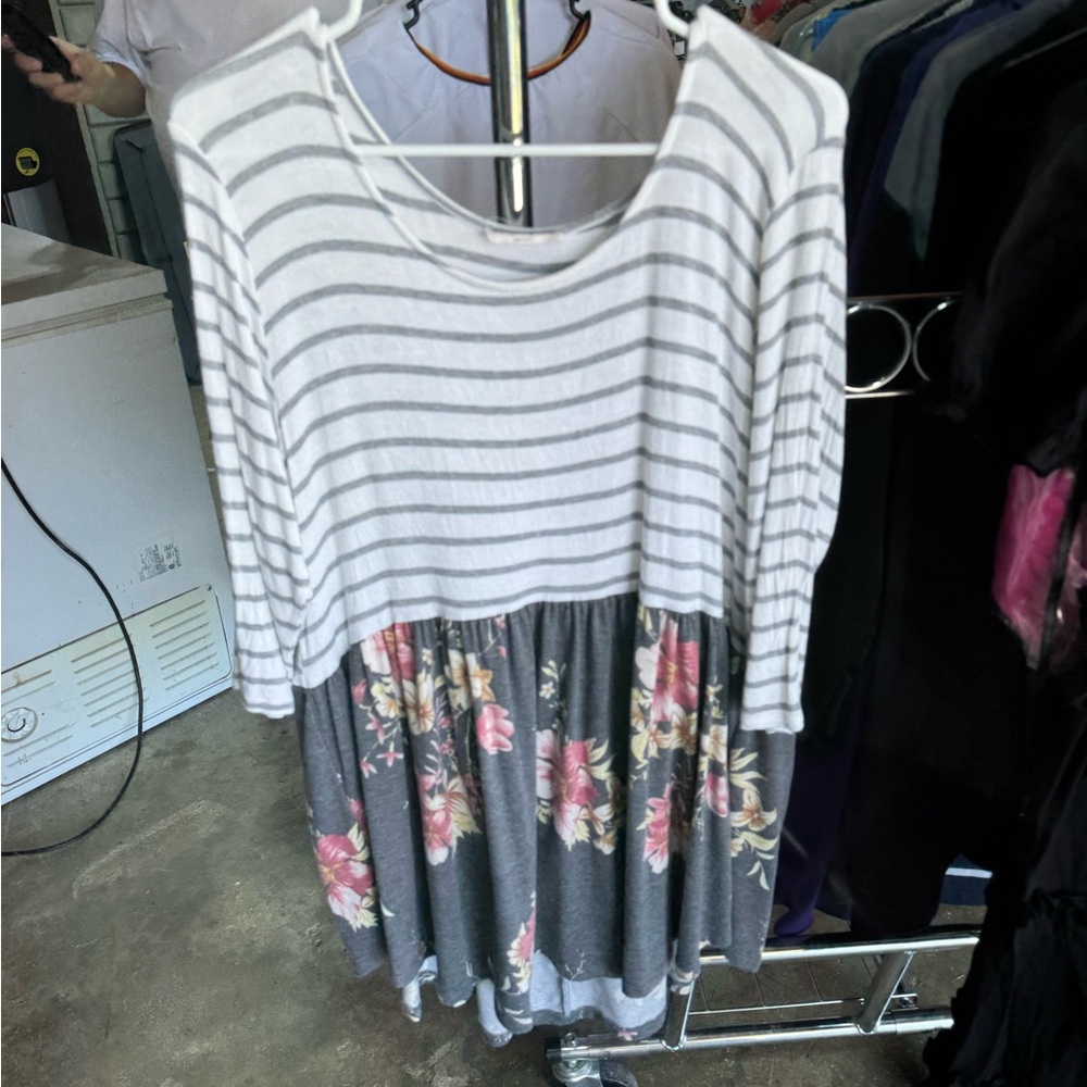 Striped and Floral Dress